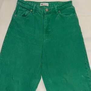 Zara Vibrant Green Wide Leg Jeans